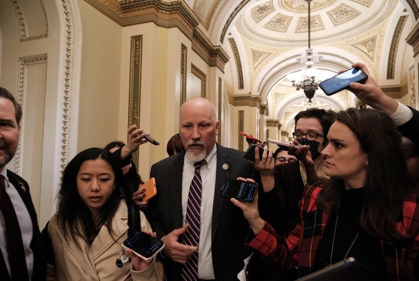 U.S. Rep. Chip Roy, R-Austin, speaks with reporters as he departs the House floor after the House Representatives held their third vote for House speaker on the first day of the 118th Congress on Jan. 03, 2023, in Washington, D.C. No speaker was elected, and the House adjourned.
