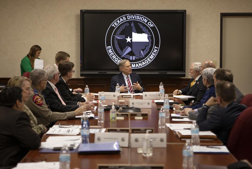 Gov. Greg Abbott is briefed by government officials about the state’s preparedness in addressing  a potential outbreak of COVID-19 in the state. Feb 27, 2020.