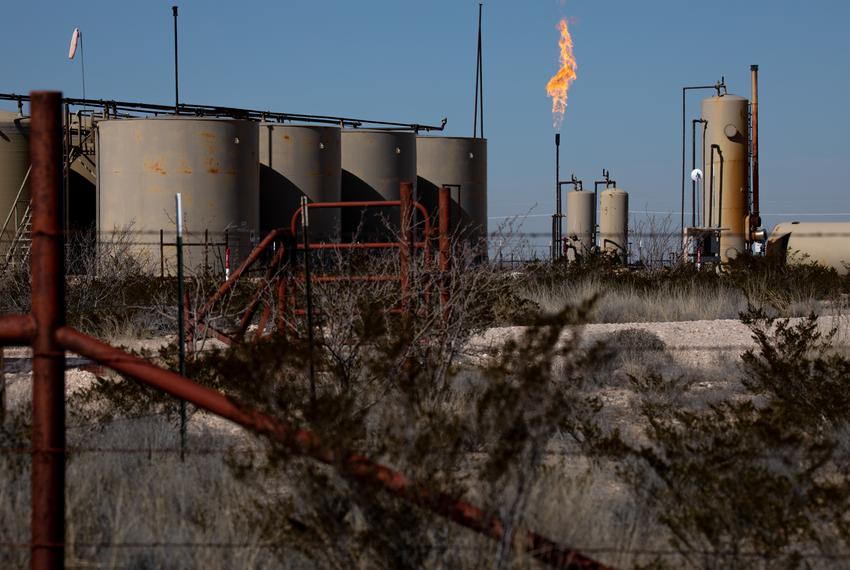 An oilfield scene from Pecos County on Feb. 4, 2023.