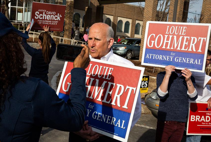 U.S. Rep. Louie Gohmert, R-Tyler, and Republican candidate for Attorney General of the primary elections, talks to a videographer outside of Our Redeemer Lutheran Church in Dallas on March 1, 2022.