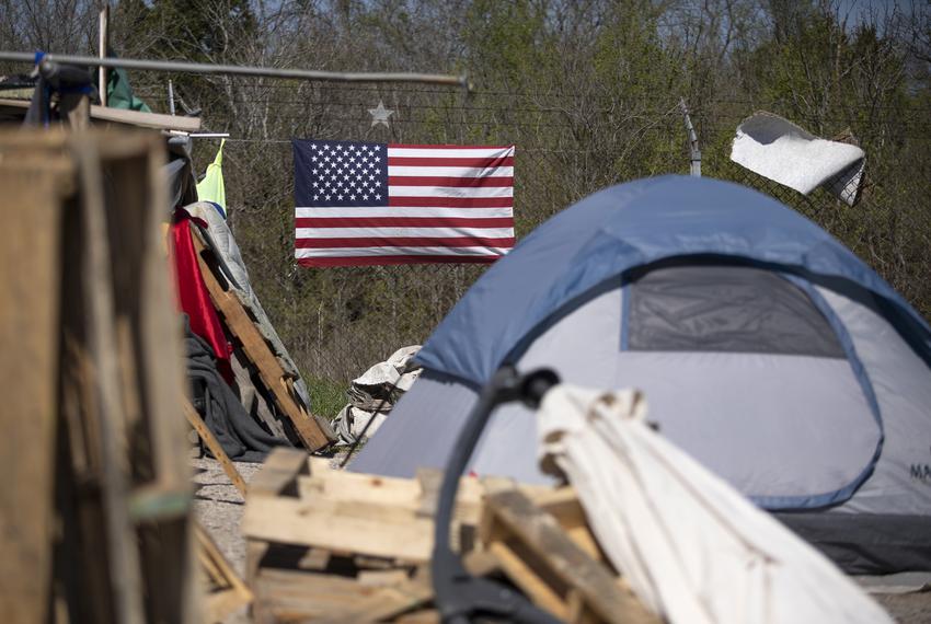 Tents at the state-run homeless encampment off of U.S. Highway 183 in Austin on Feb. 25, 2020.