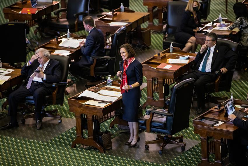 State Sen. Lois Kolkhorst, R-Brenham, speaks to her colleagues in honor of Texas Independence Day on the Senate floor on March 2, 2021.