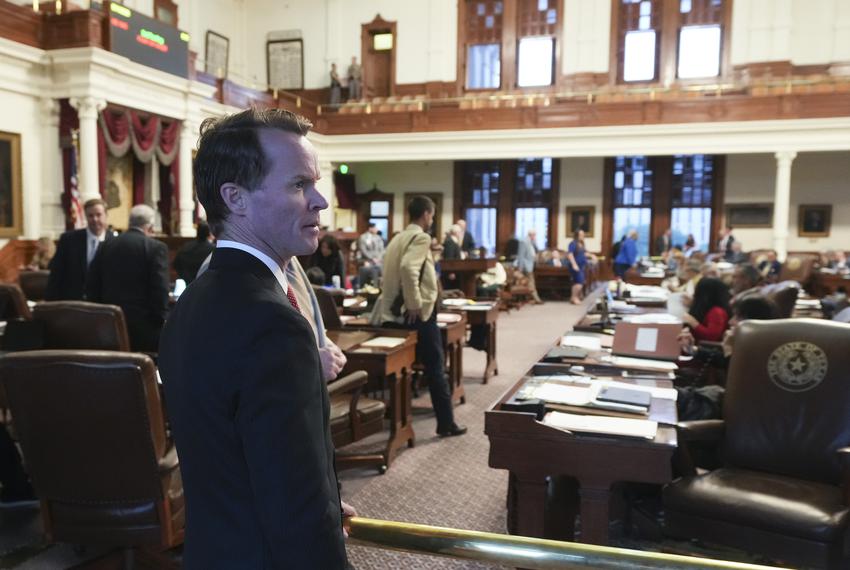 House Speaker Dade Phelan, R-Beaumont, surveys the chamber during a break in the action on deadline day May 11, 2023.