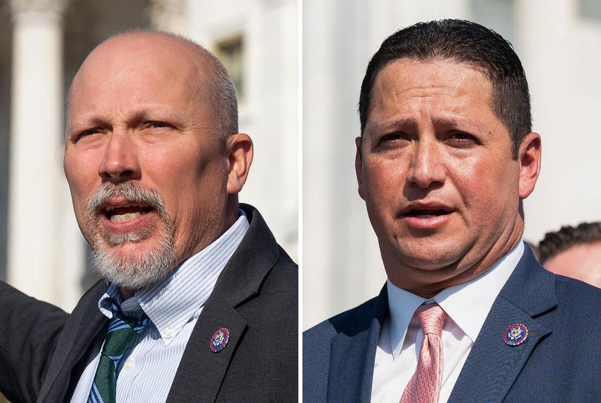 From left: U.S. Reps. Chip Roy, R-Austin, and Tony Gonzales, R-San Antonio.
