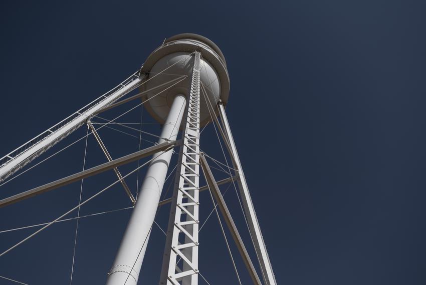 One of Wolfforth’s water towers on Wednesday, April. 26, 2023.